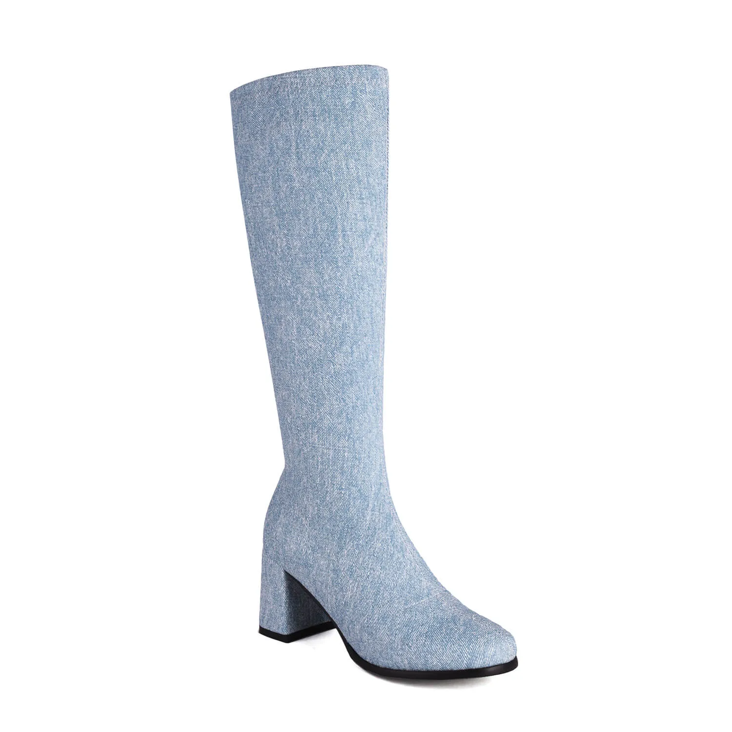 Stretch Denim High-Heeled Dance Boots