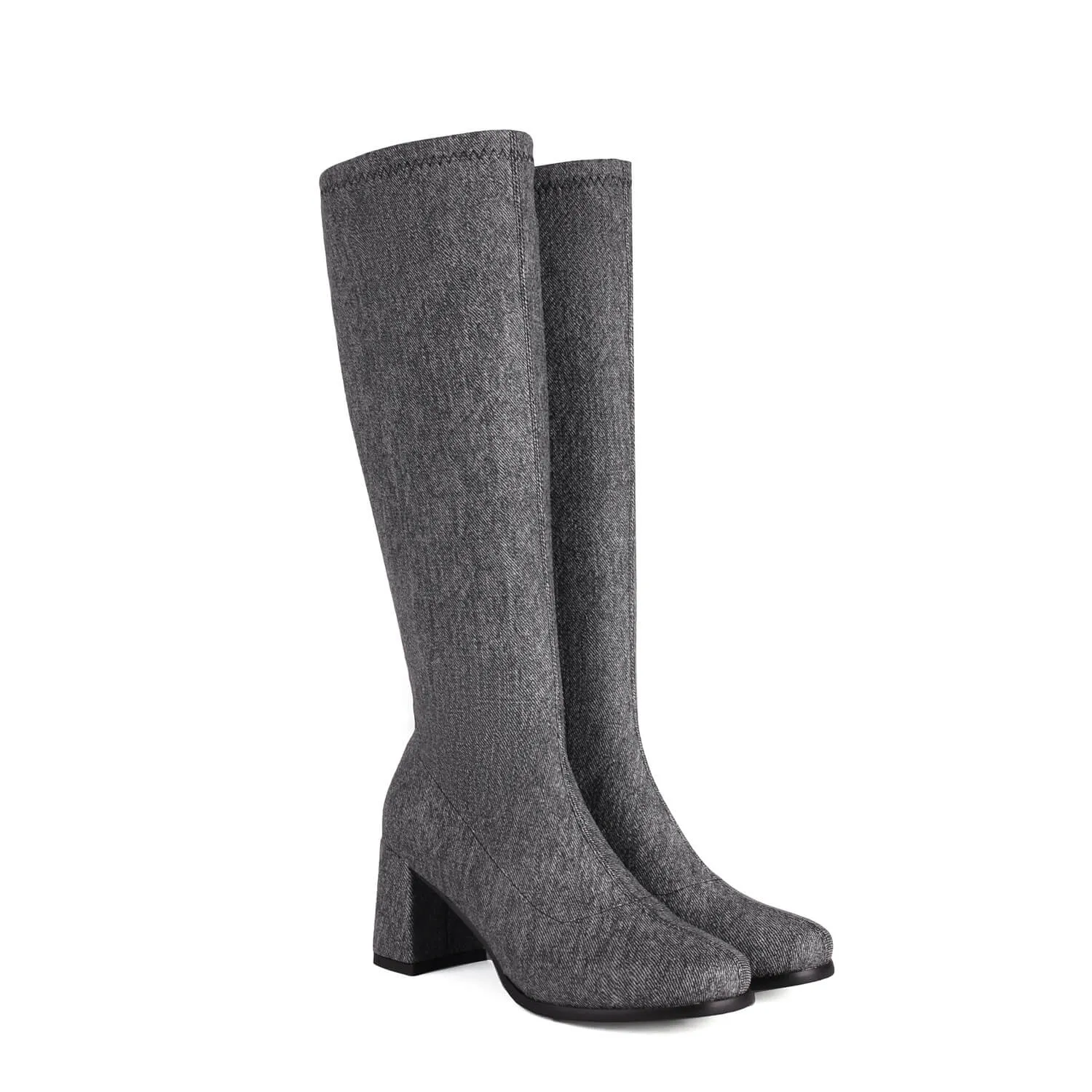 Stretch Denim High-Heeled Dance Boots