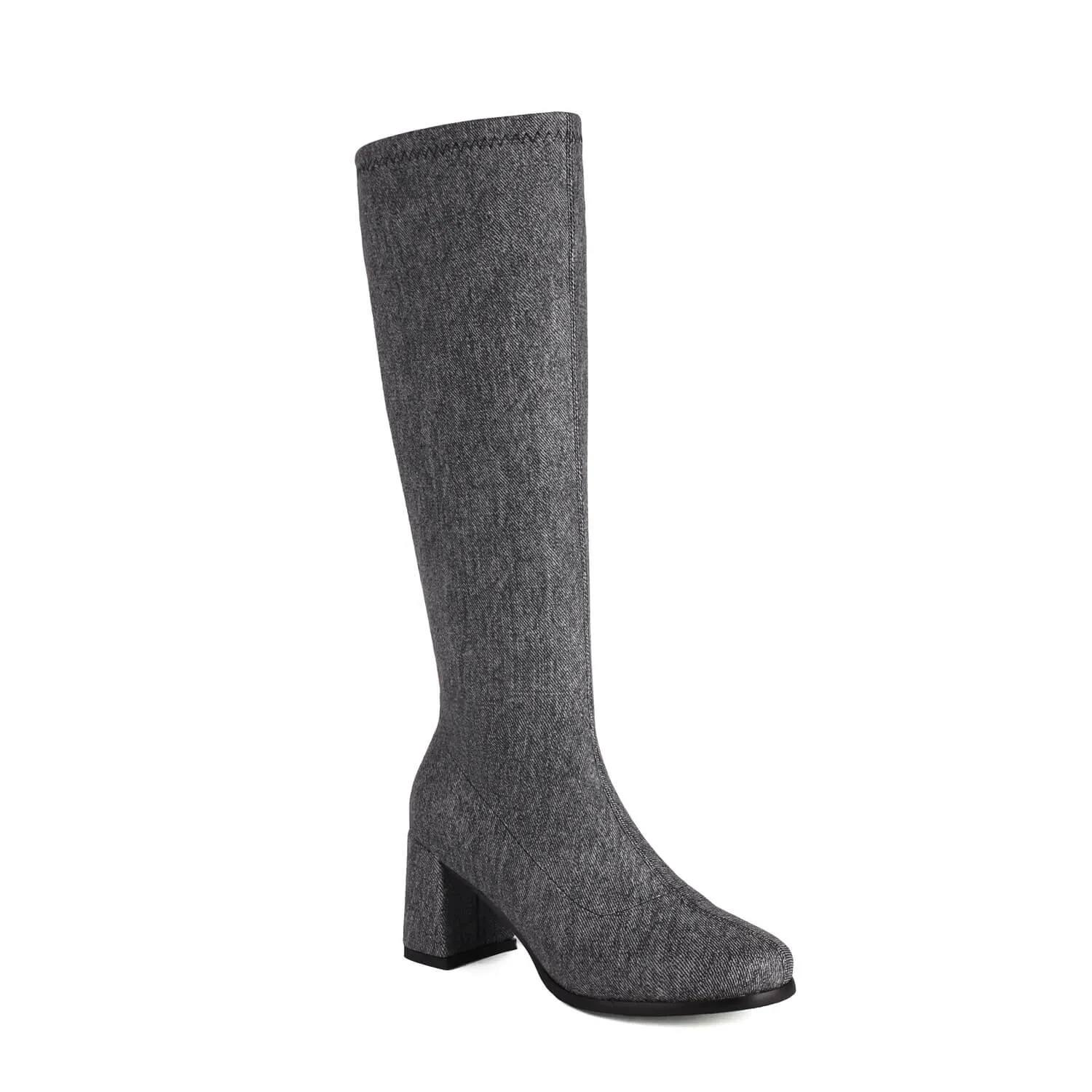 Stretch Denim High-Heeled Dance Boots