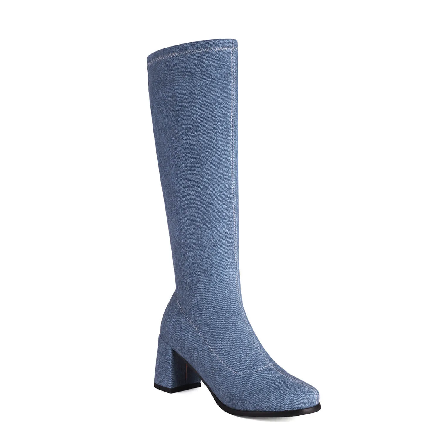 Stretch Denim High-Heeled Dance Boots