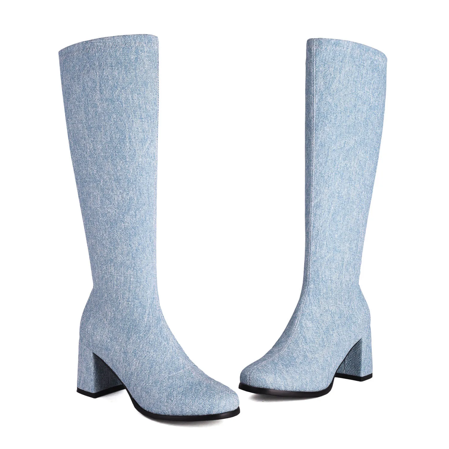 Stretch Denim High-Heeled Dance Boots