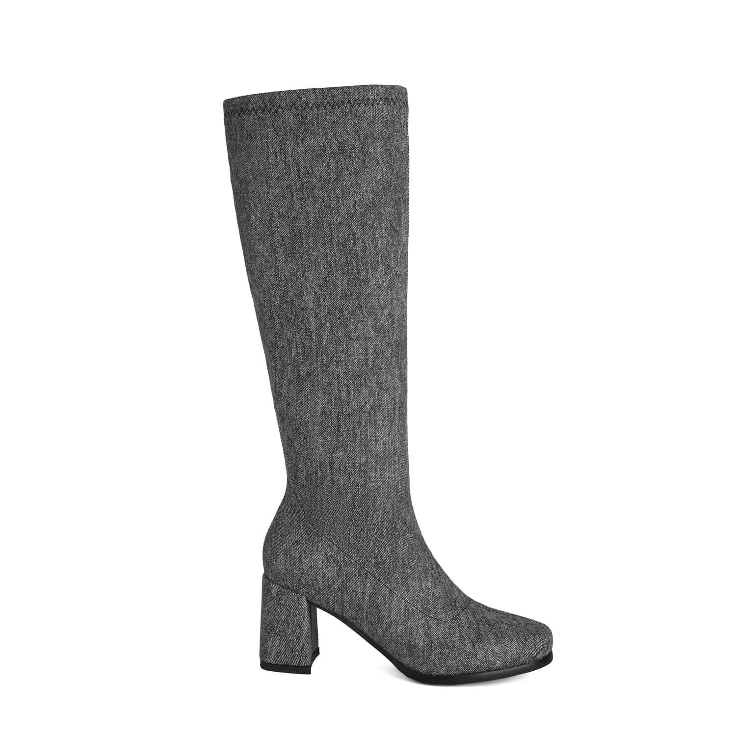 Stretch Denim High-Heeled Dance Boots