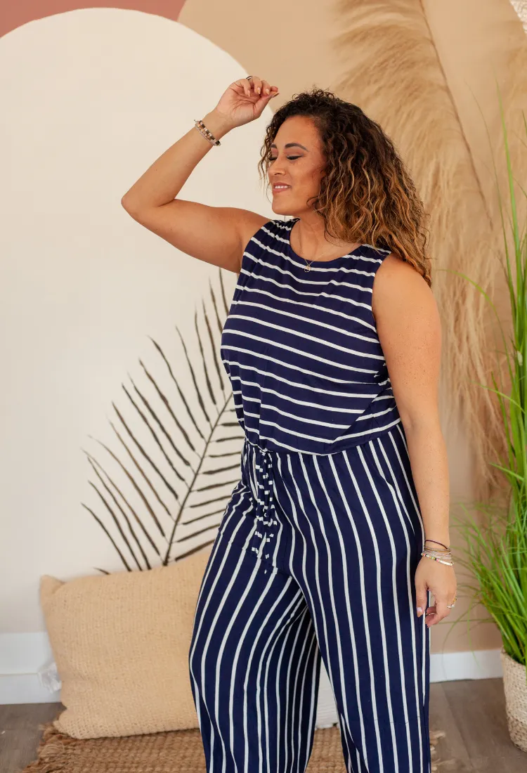 Stripe Capri Jumpsuit