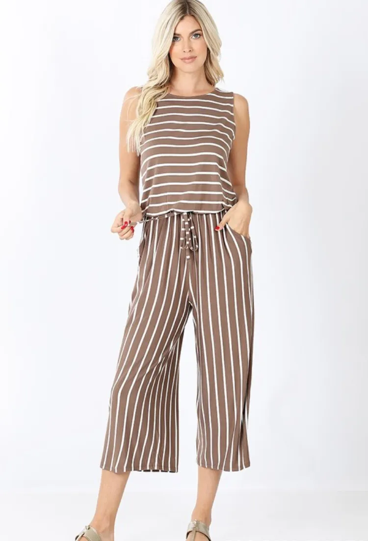 Stripe Capri Jumpsuit