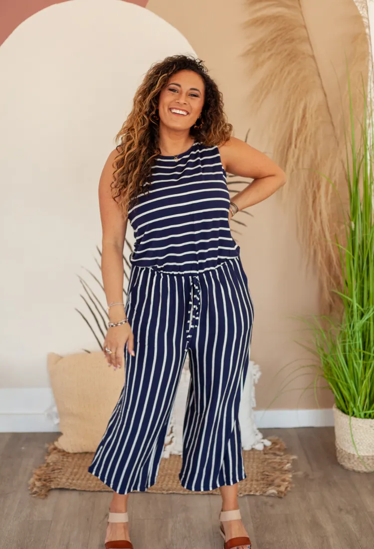 Stripe Capri Jumpsuit