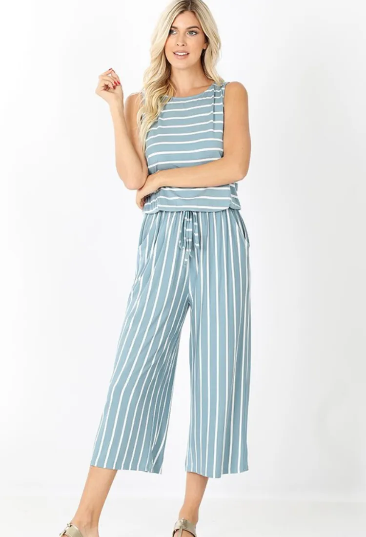 Stripe Capri Jumpsuit