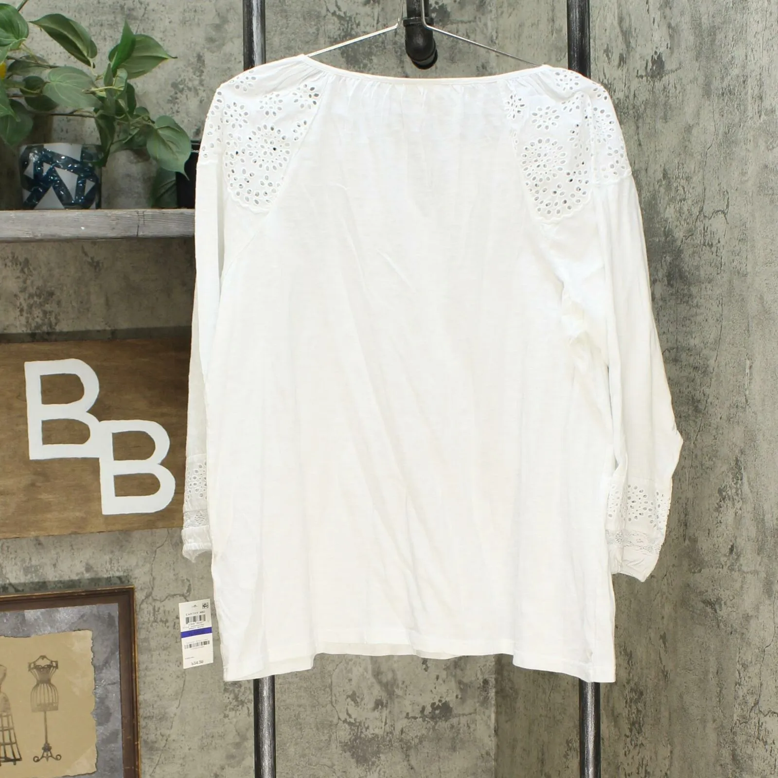 Style & Co. Women's Cotton Eyelet Peasant Top