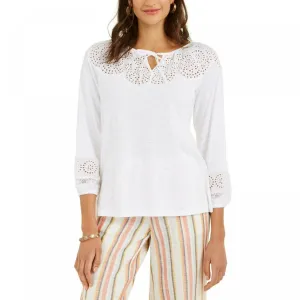 Style & Co. Women's Cotton Eyelet Peasant Top