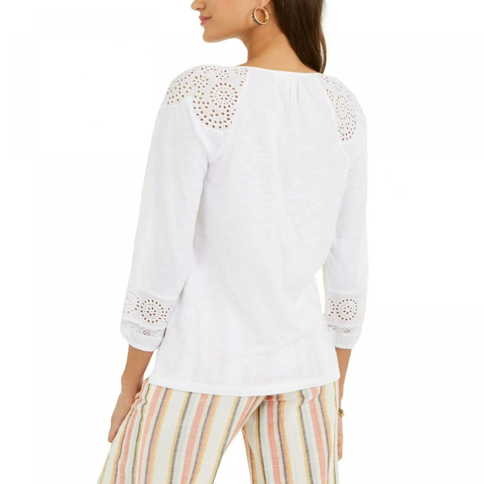 Style & Co. Women's Cotton Eyelet Peasant Top