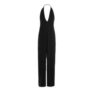 Stylish Halter Backless Black Wide Leg Women's Jumpsuit - Black L