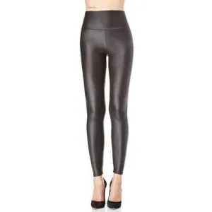 Stylish High Waist Black PU Leather Women's Legging - Black Xs