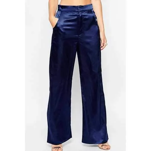 Stylish Solid Color Slimming Casual Women's Palazzo Pants - Blue S