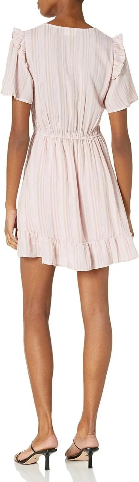 Sugar Lips Womens Aphrodites Striped Flutter Sleeve Mini Casual Dress Pink M