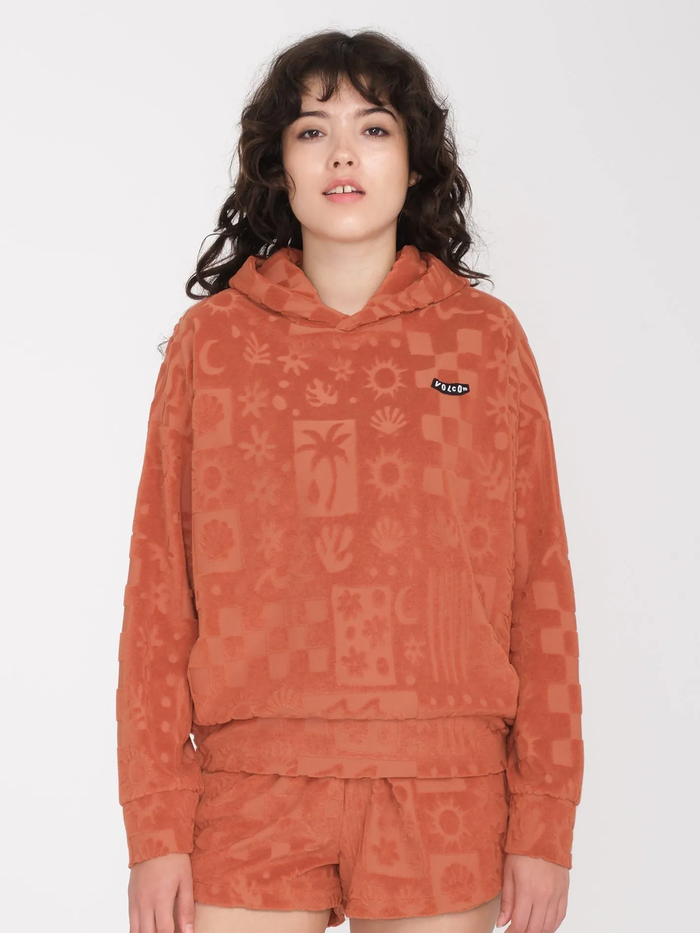 Sunny Wild Terry Cloth Hoodie - ROSEWOOD