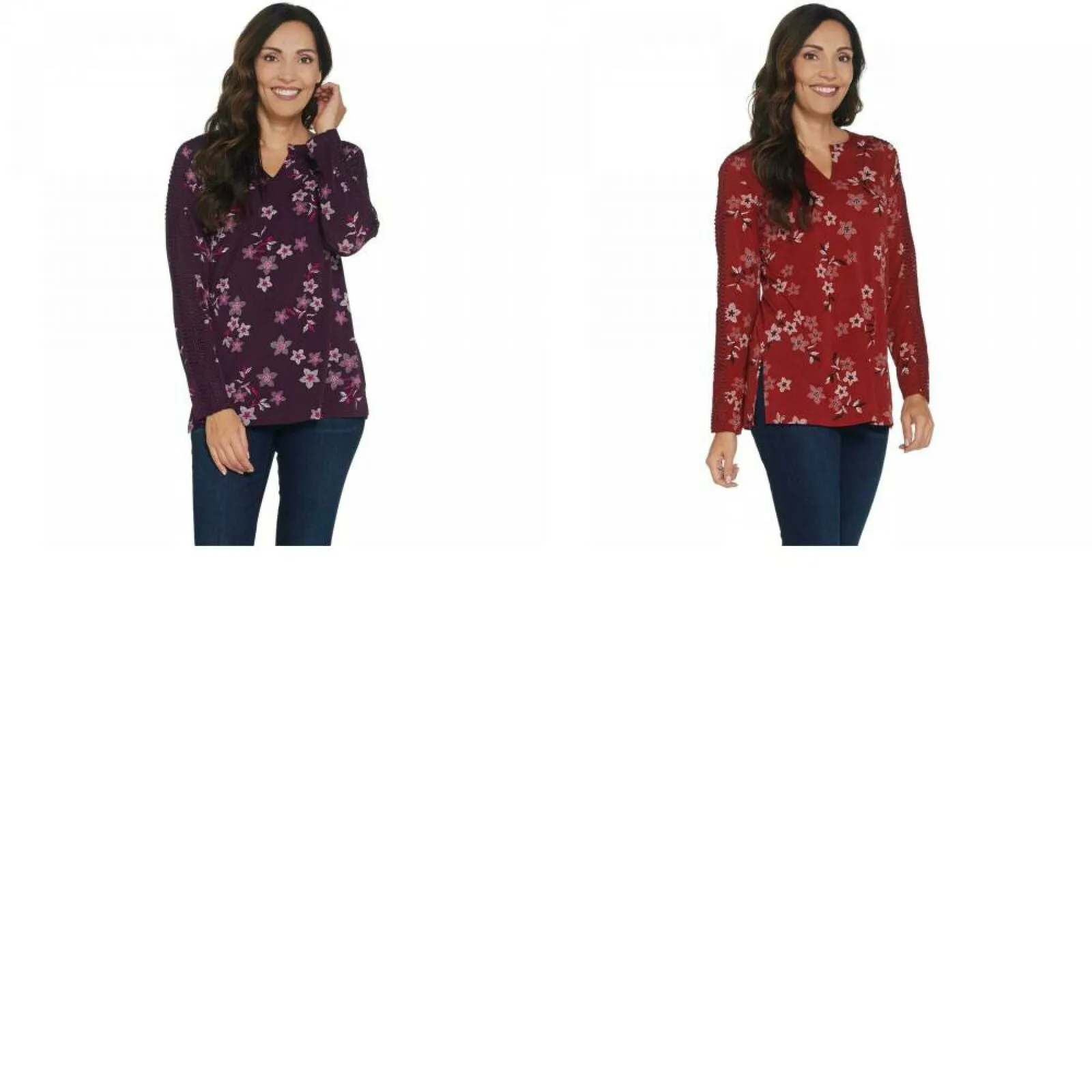 Susan Graver Women's Printed Textured Liquid Knit Tunic Top