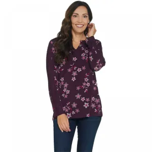Susan Graver Women's Printed Textured Liquid Knit Tunic Top