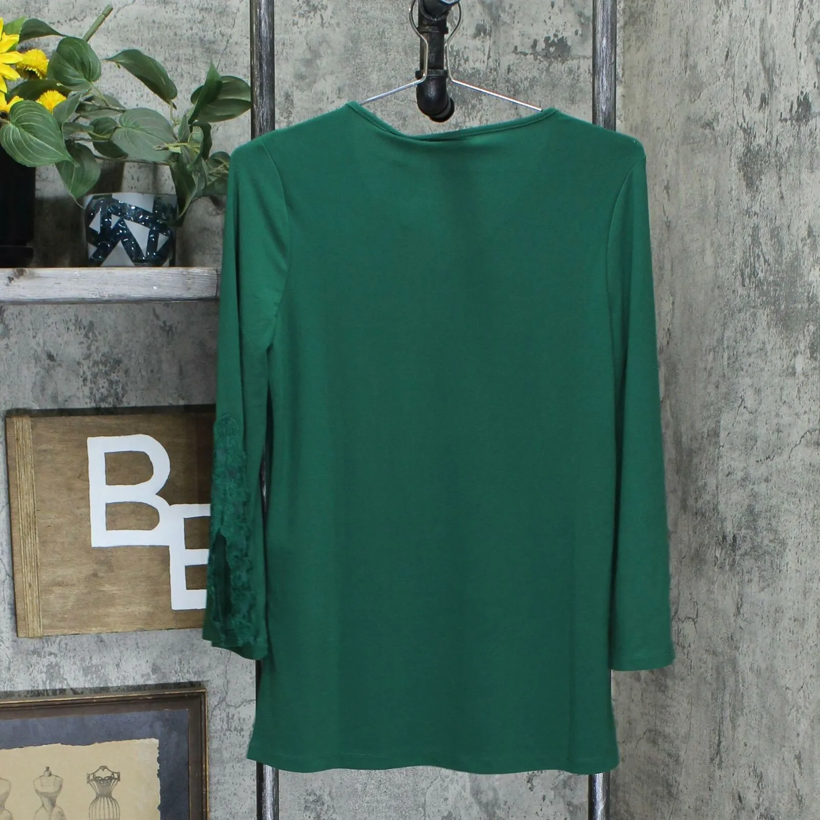 Susan Graver Women's Textured Liquid Knit Tunic Top With Lace Trim