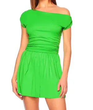 Susan Monaco Off Shoulder Romper 3" inseam - Zing