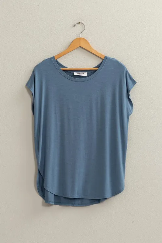 SWEET FEELS DOLMAN SLEEVE TOP - GRAY BLUE