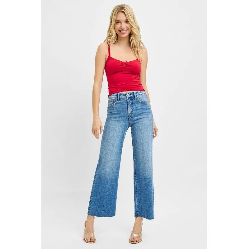 Tammy Control High Rise Crop Wide Leg Jeans-Risen