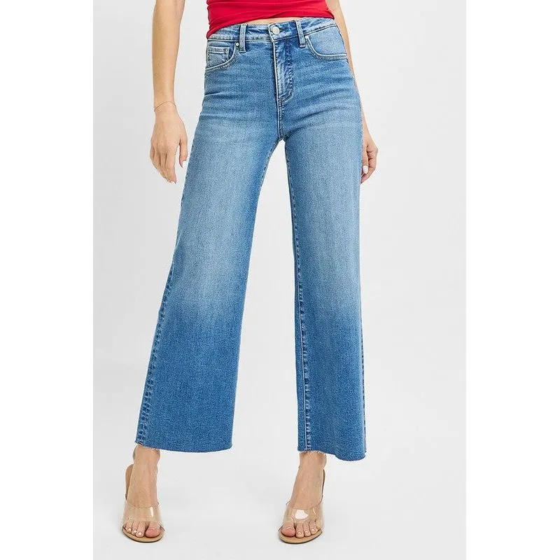 Tammy Control High Rise Crop Wide Leg Jeans-Risen