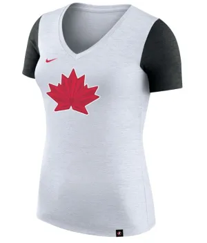 TEAM CANADA DRI FIT SUBLIMATED COLORBLOCK VNECK WOMEN'S OLYMPIC 22 T-SHIRT