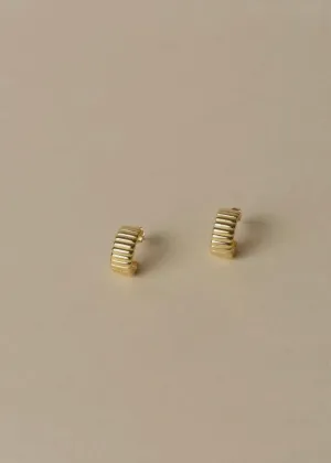 Textured C Gold Hoop