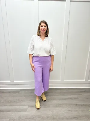 Textured Cropped Pants - Lavender