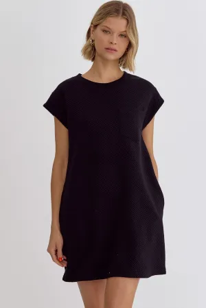 Textured Round Neck Sleeveless Mini Dress