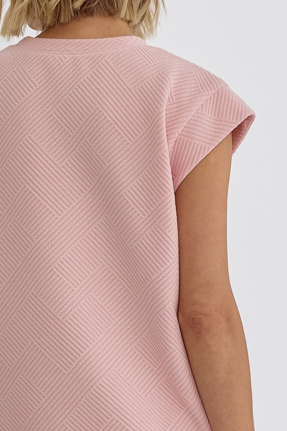 Textured Round Neck Sleeveless Mini Dress