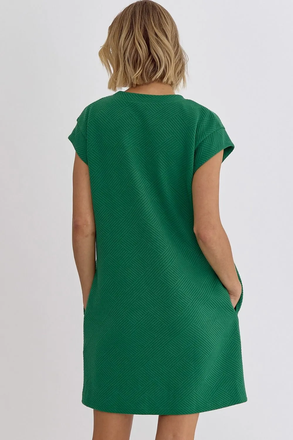 Textured Round Neck Sleeveless Mini Dress