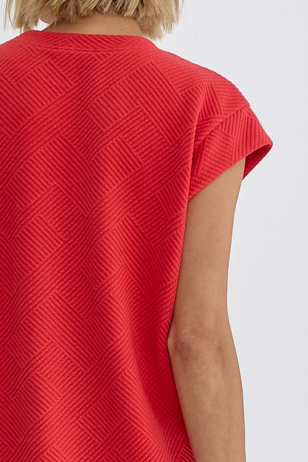 Textured Round Neck Sleeveless Mini Dress