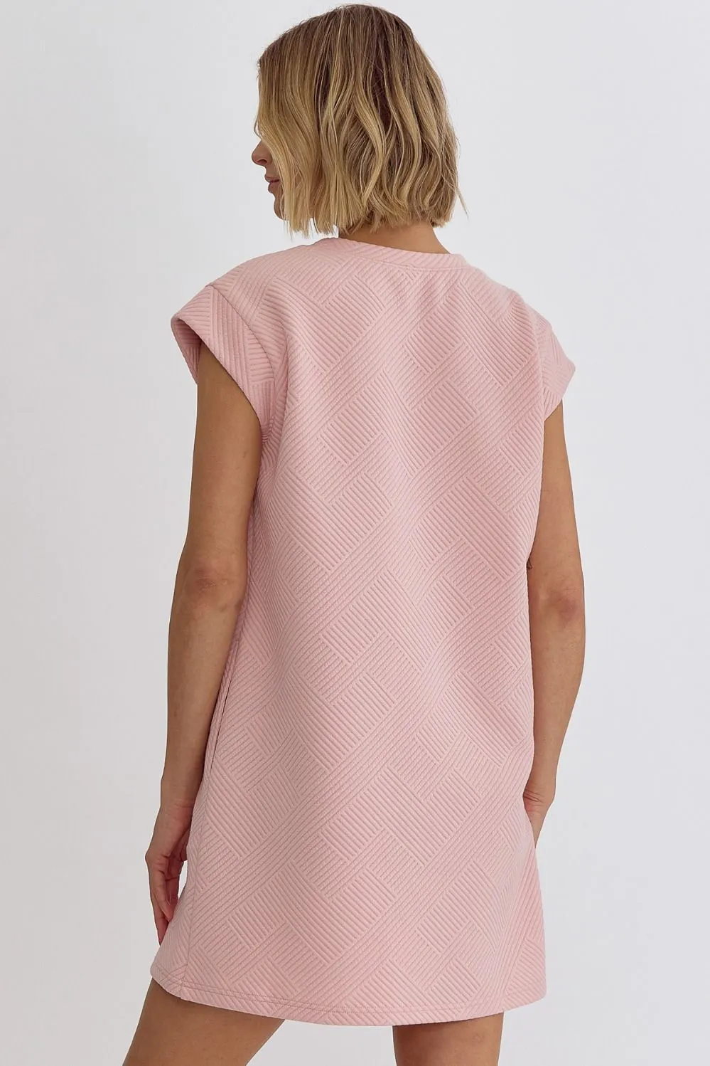 Textured Round Neck Sleeveless Mini Dress
