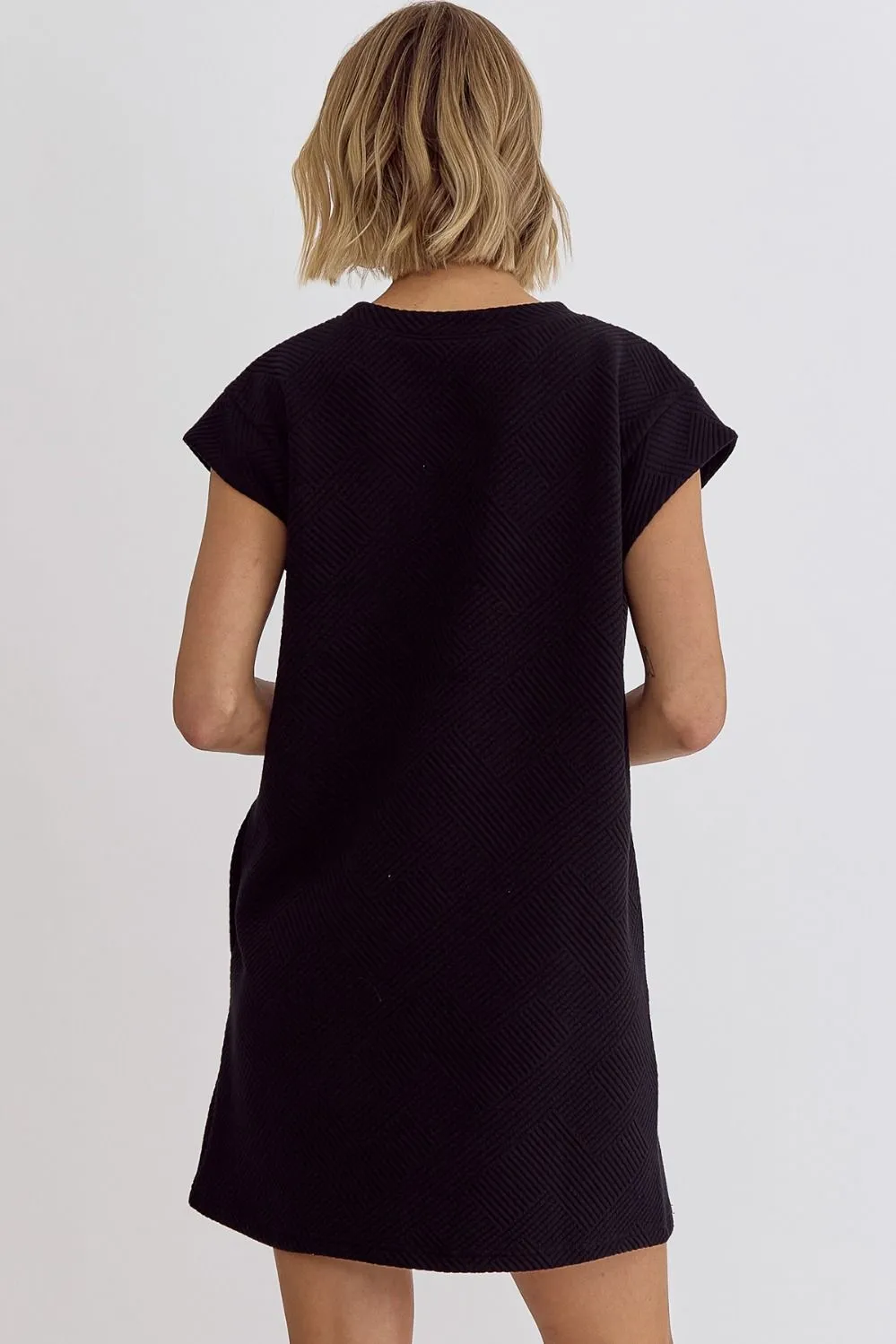 Textured Round Neck Sleeveless Mini Dress