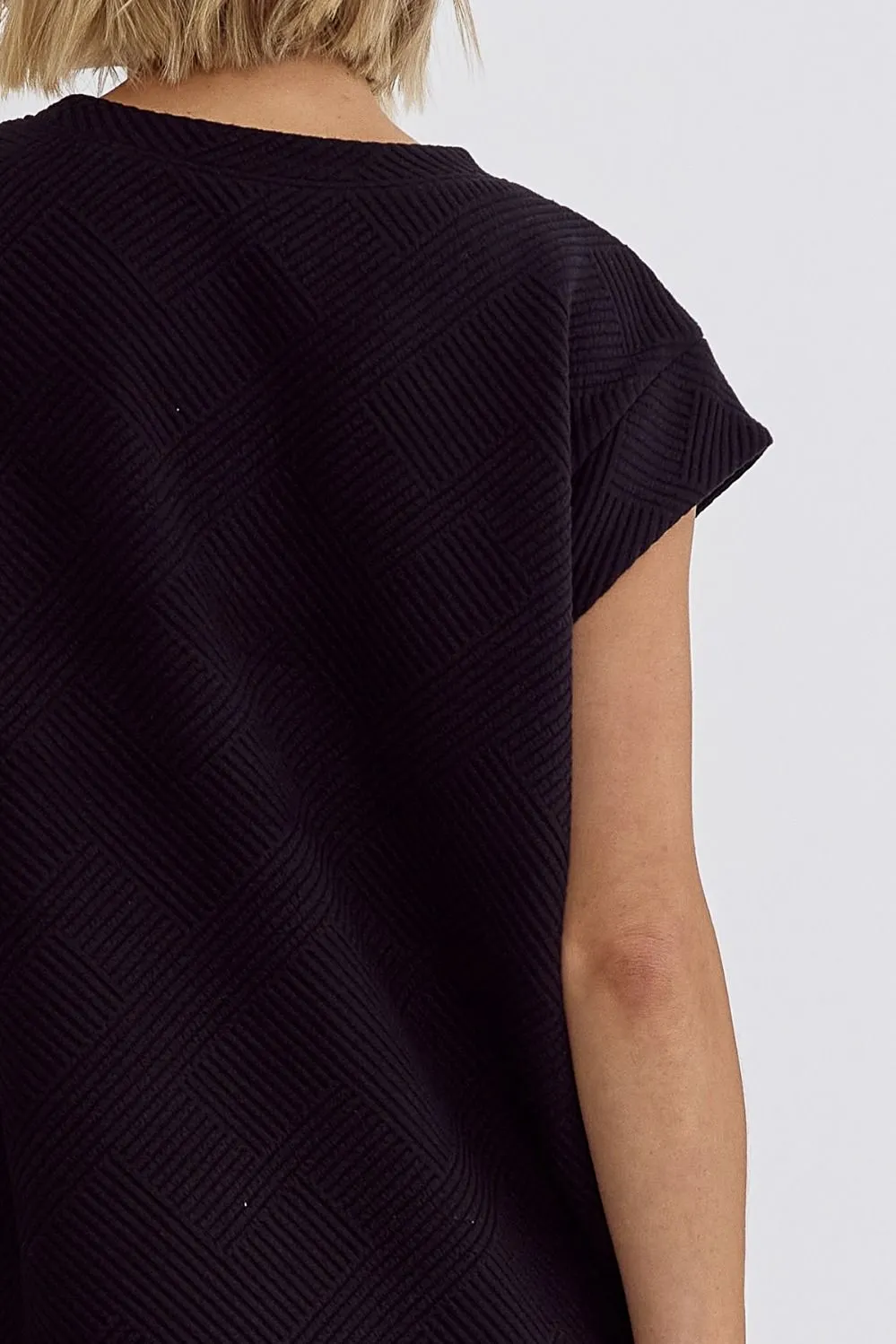 Textured Round Neck Sleeveless Mini Dress