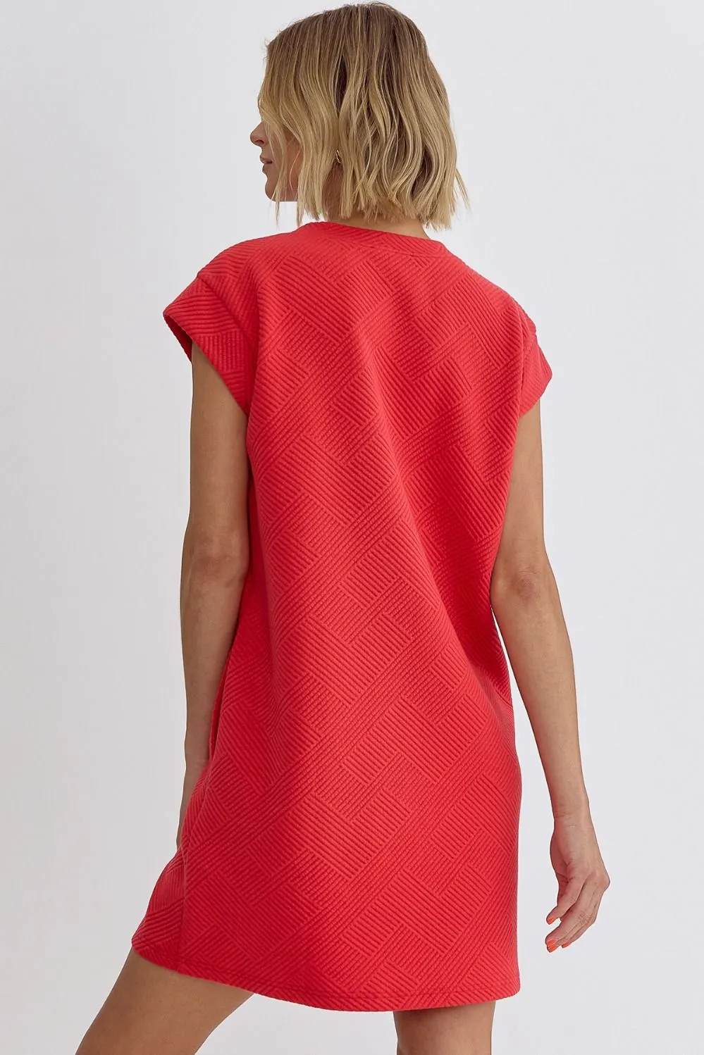 Textured Round Neck Sleeveless Mini Dress