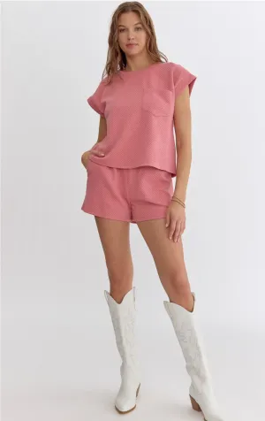 Textured Shorts and Top Set {Coral Pink}