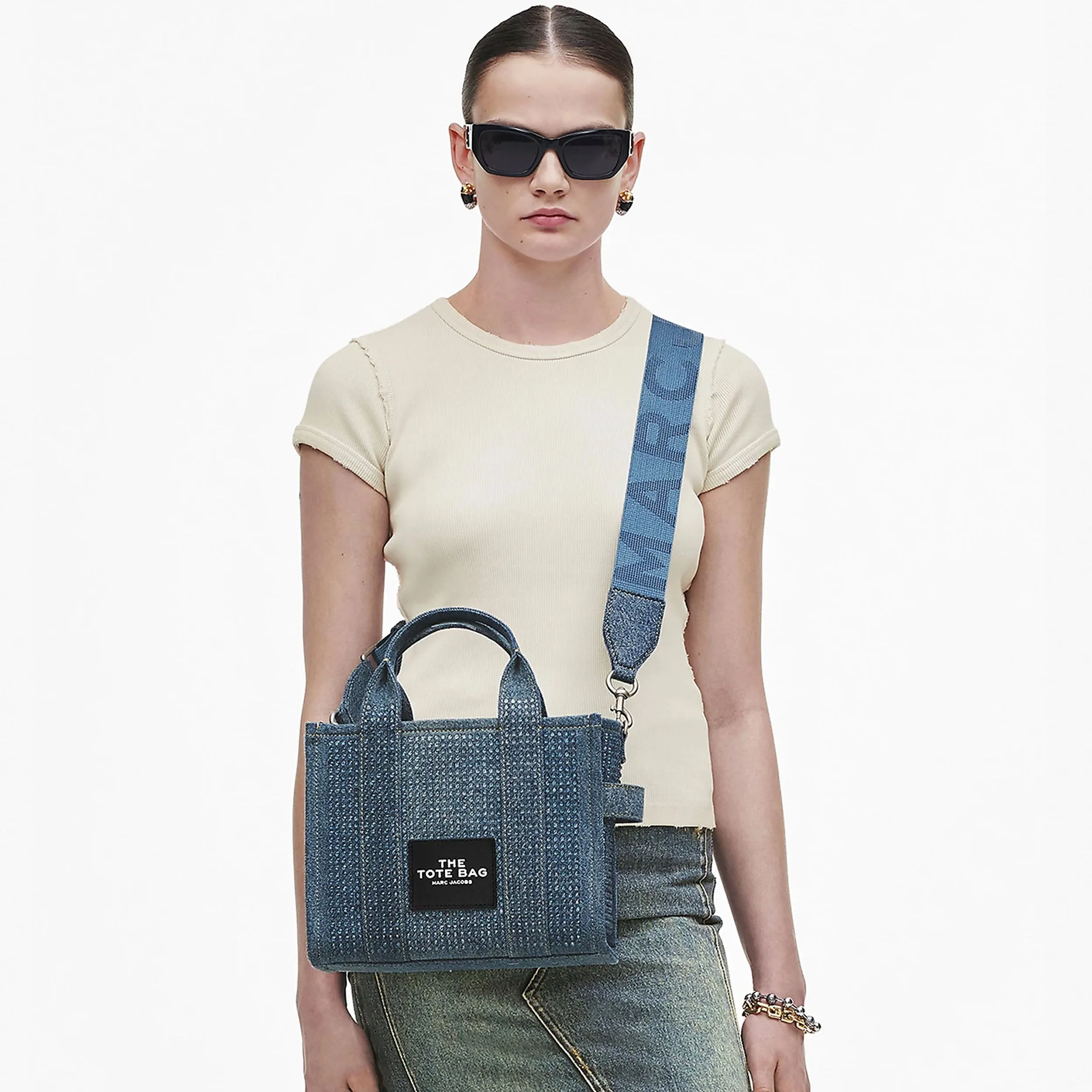 The Crystal Denim Small Tote Bag