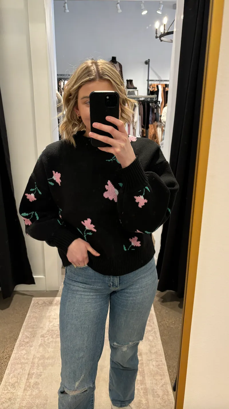 The Francesca Floral Mockneck Sweater