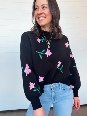 The Francesca Floral Mockneck Sweater