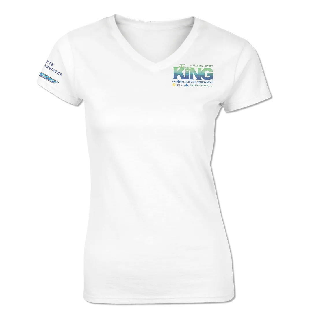 The KING - Spring 2023 - Ladies Short Sleeve V-Neck Shirt - White
