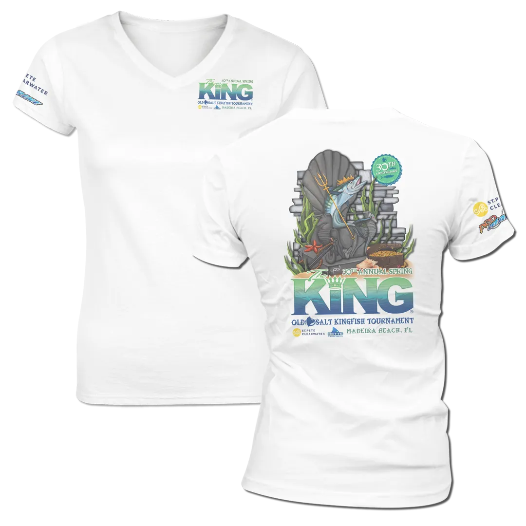 The KING - Spring 2023 - Ladies Short Sleeve V-Neck Shirt - White