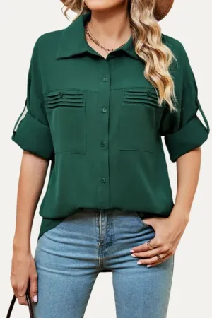 The Moment Collection Solid Long-Sleeve Pocket-Front Shirt. Fall Clearance!
