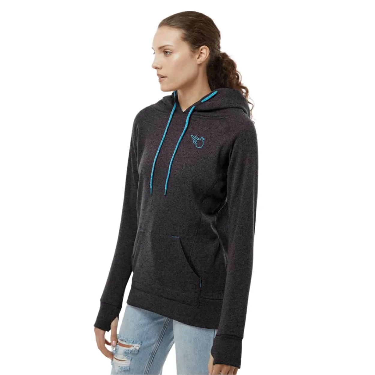 The Tara Hoodie - Onyx Fleck/Electric Blue