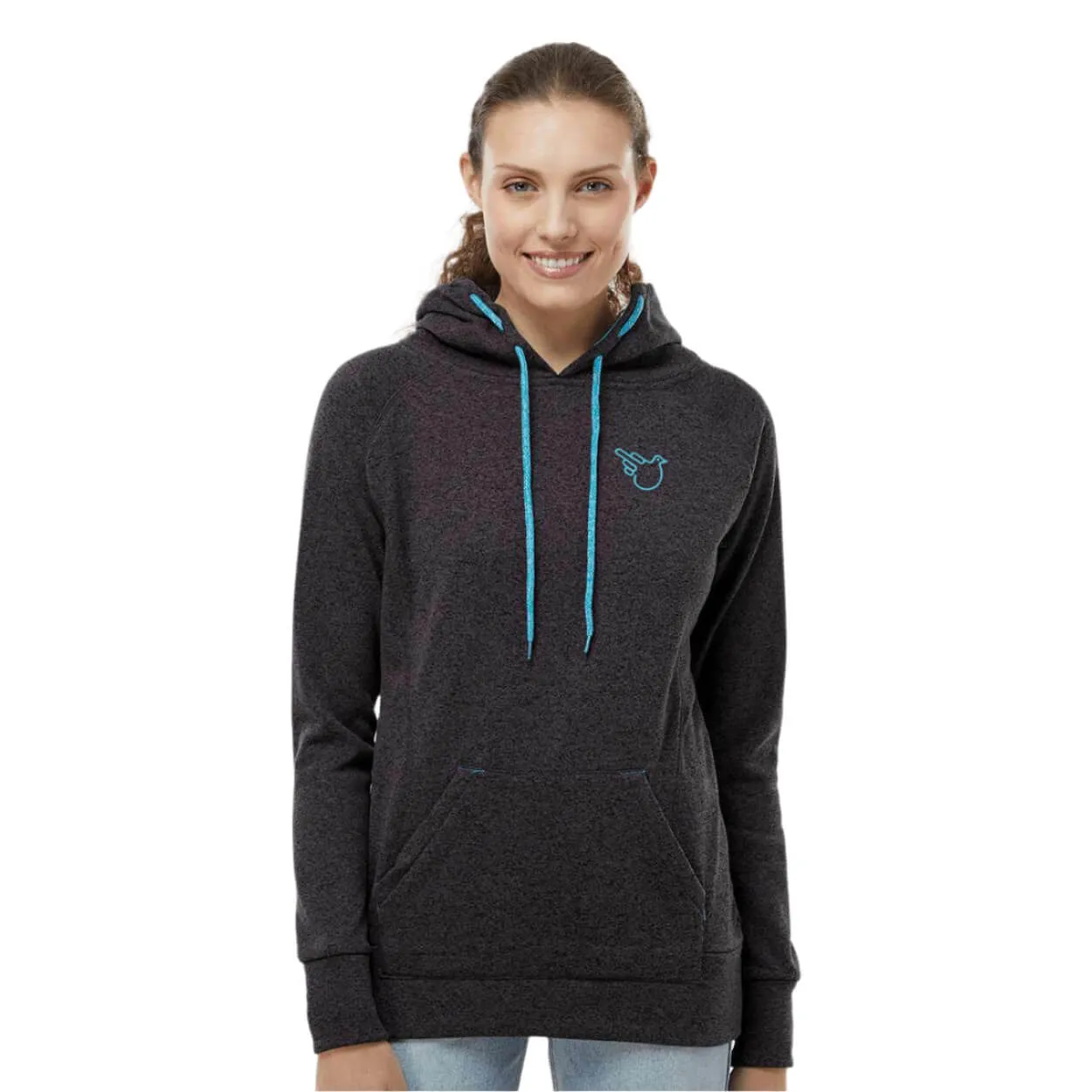 The Tara Hoodie - Onyx Fleck/Electric Blue