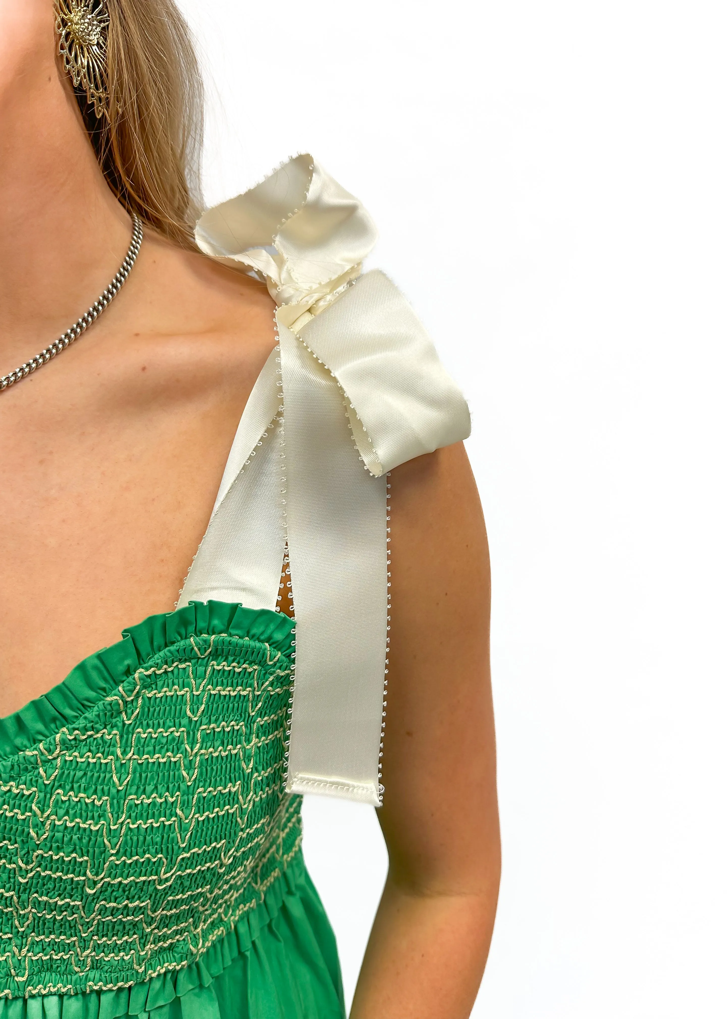 Tiered Smocked Maxi Dress - Green