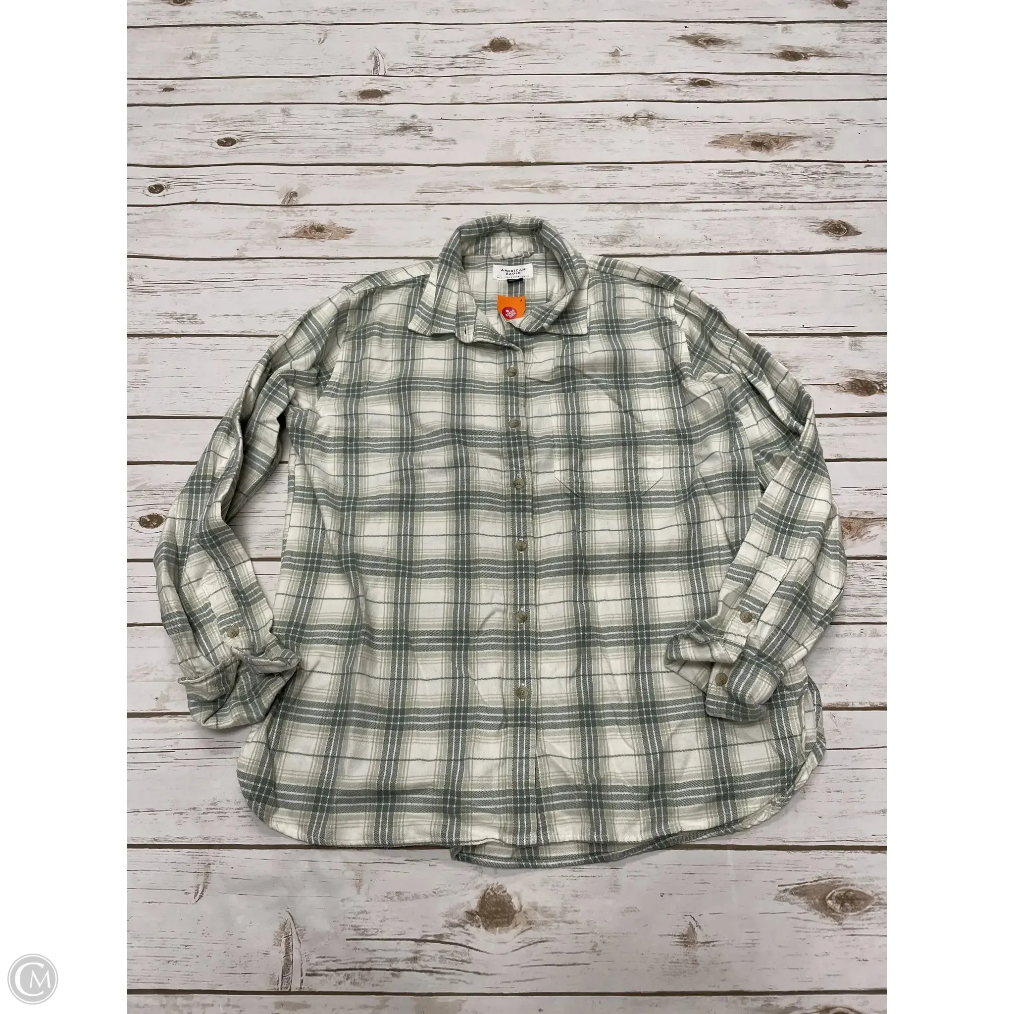 Top Long Sleeve By American Eagle In Green, Size: Xs