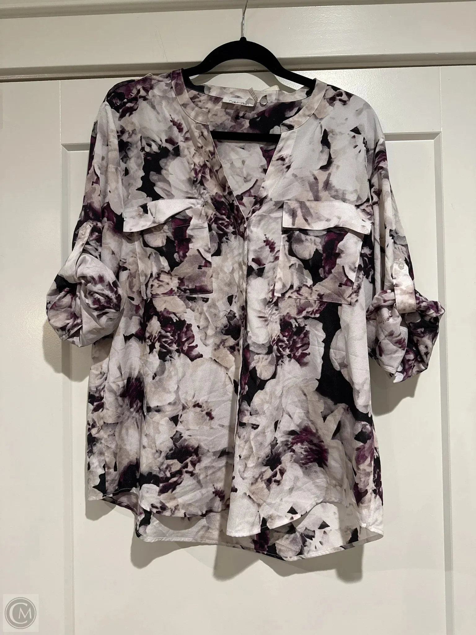 Top Long Sleeve By Calvin Klein In Purple, Size: Xl