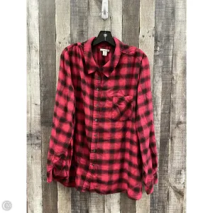 Top Long Sleeve By West Bound In Black & Red, Size: 3x