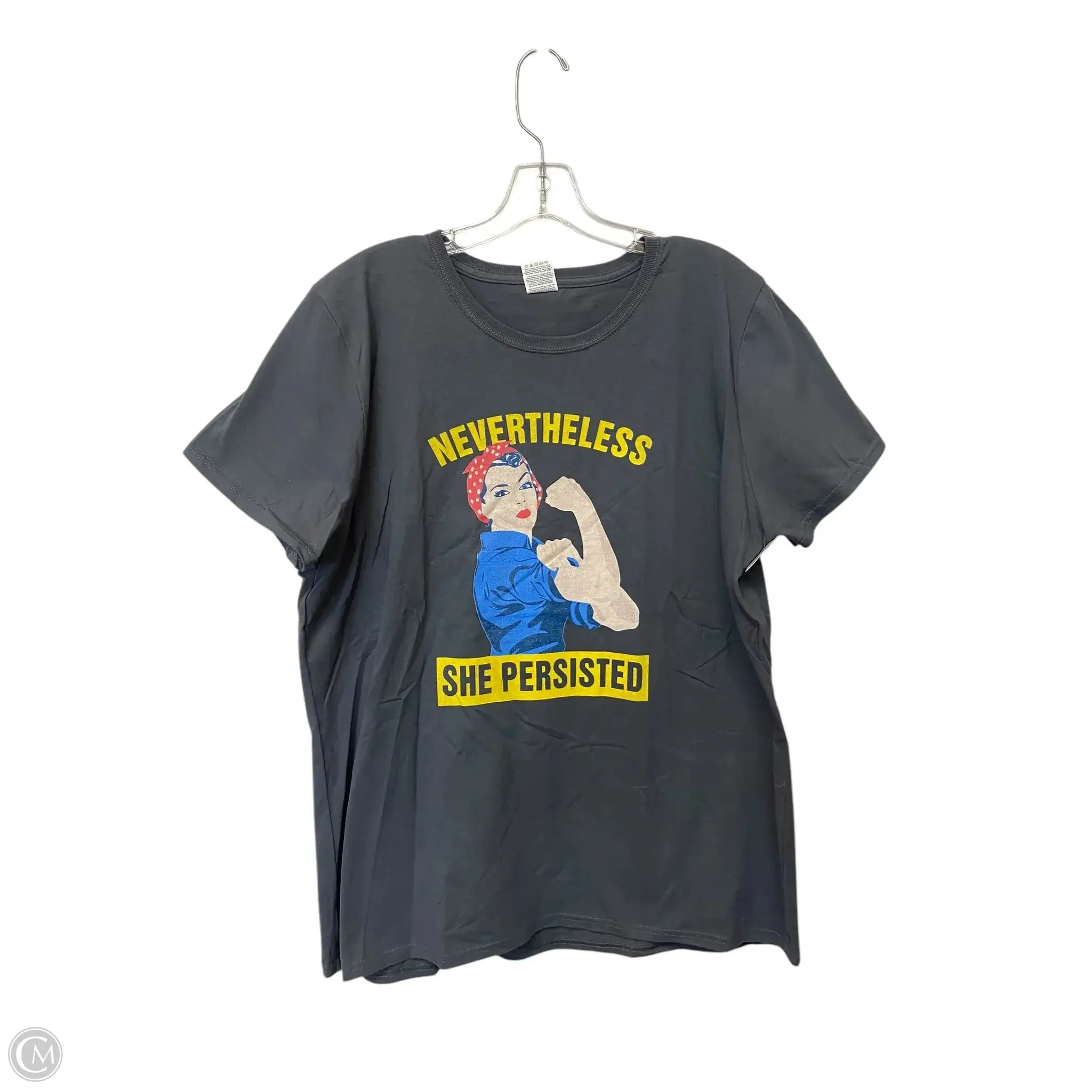 Top Short Sleeve By Fruit Of The Loom In Grey, Size: 3x
